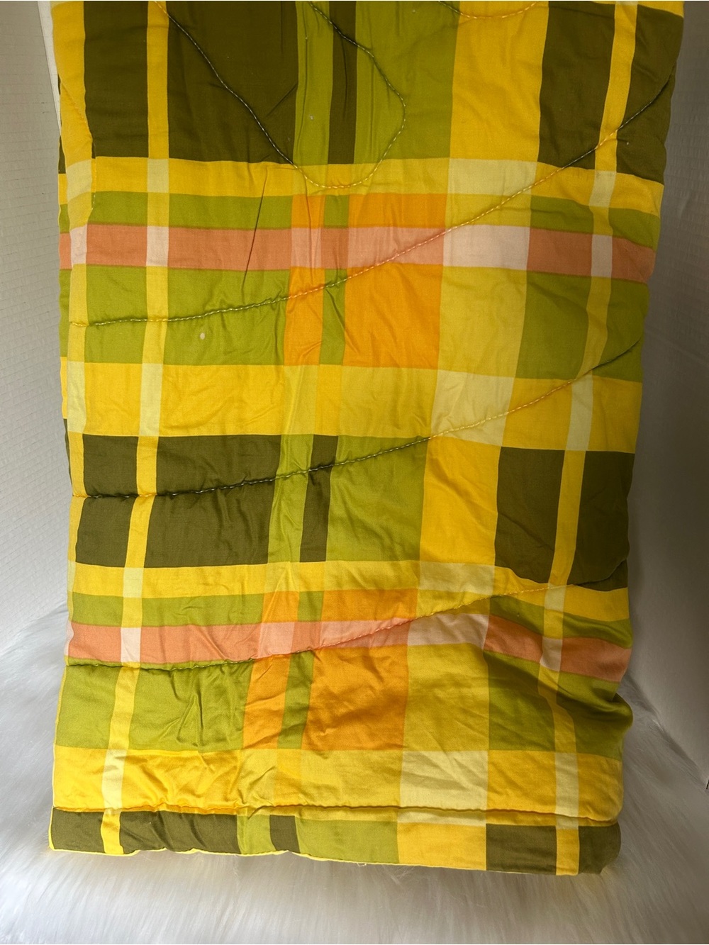 Retro Bright Yellow Plaid comforter- Unbranded 60”x68”